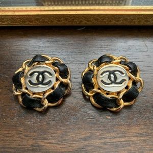 Vintage Chanel black &gold earrings